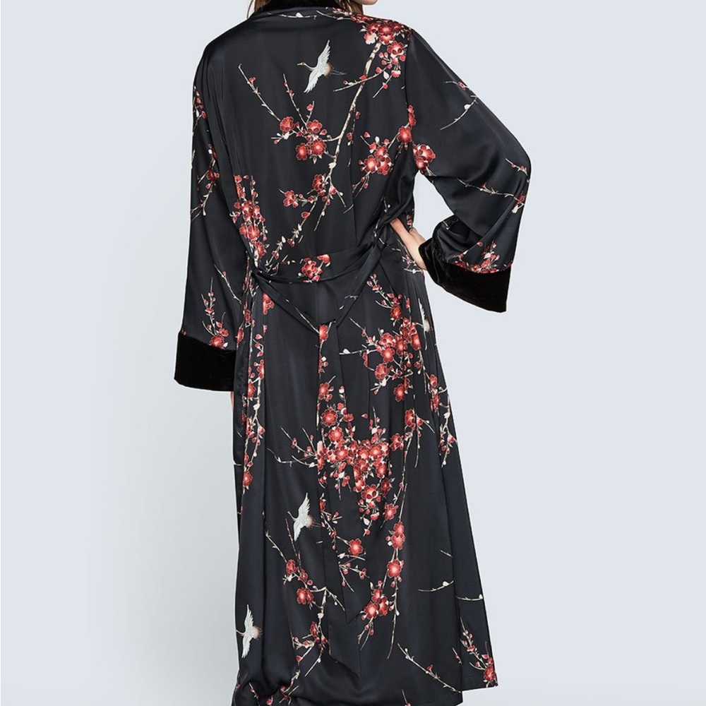 Luxurious Black and Red Floral Robe